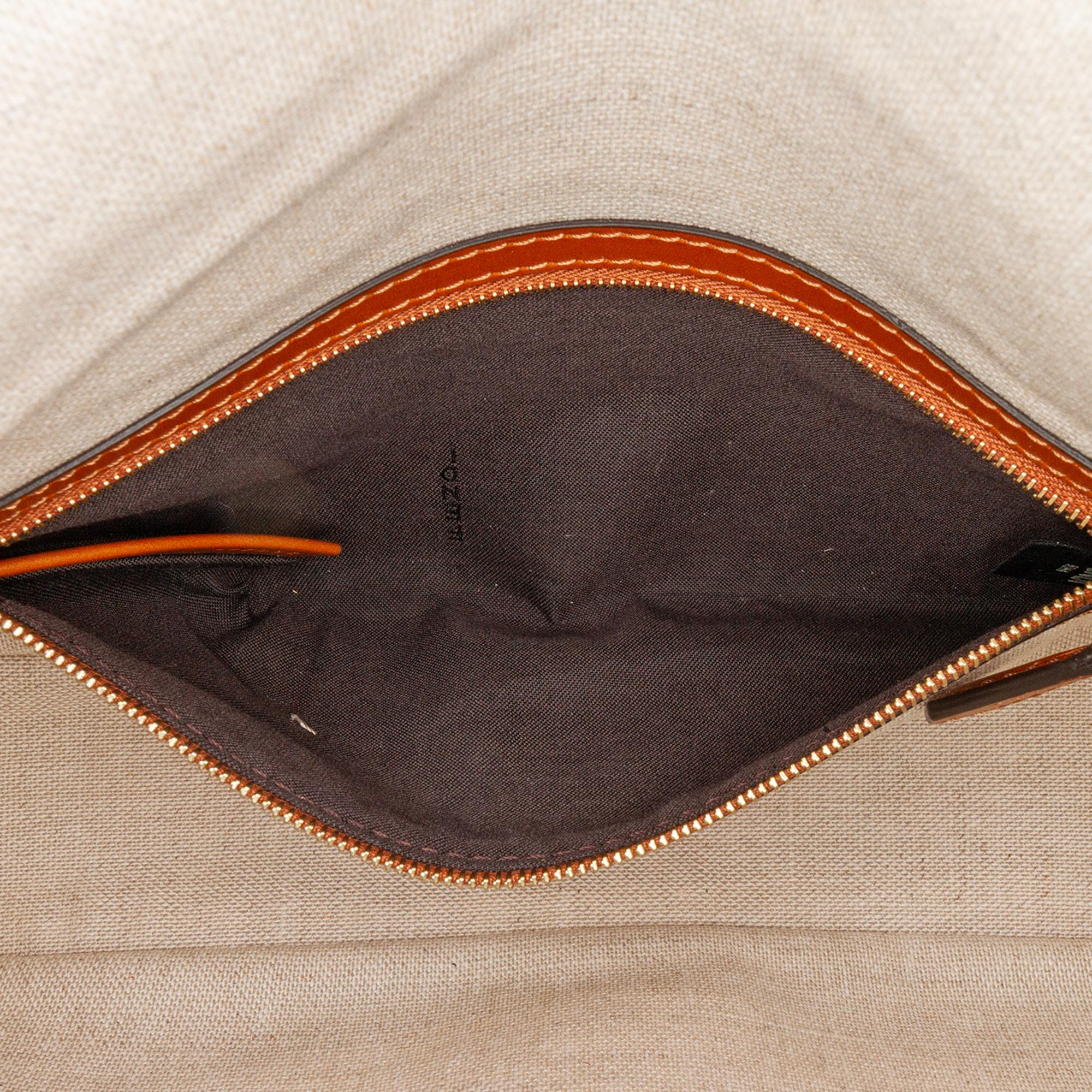 Fendi Zucca Embroidered Canvas Baguette Satchel