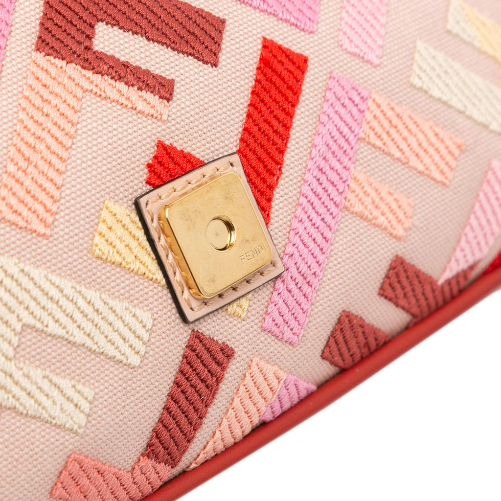 Fendi Zucca Embroidered Canvas Baguette Satchel