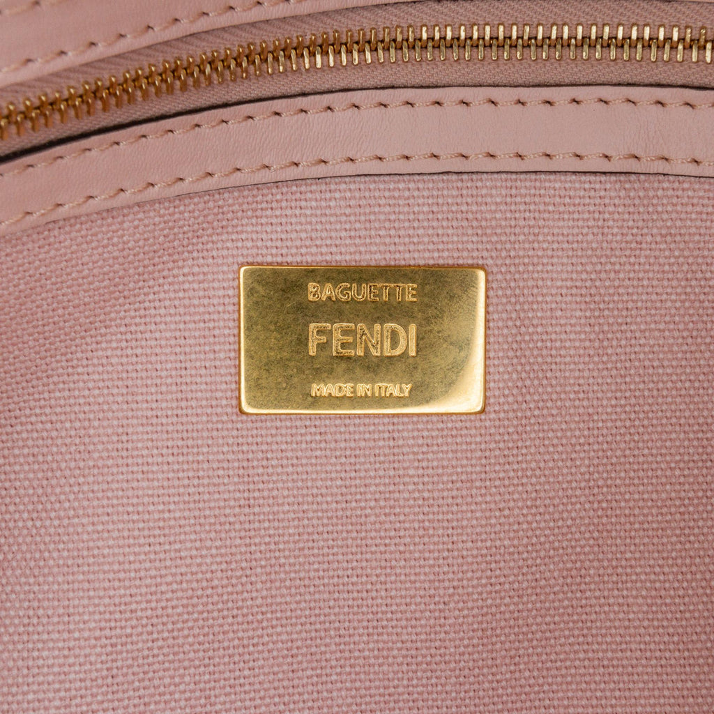 Fendi Zucca Embroidered Canvas Baguette Satchel