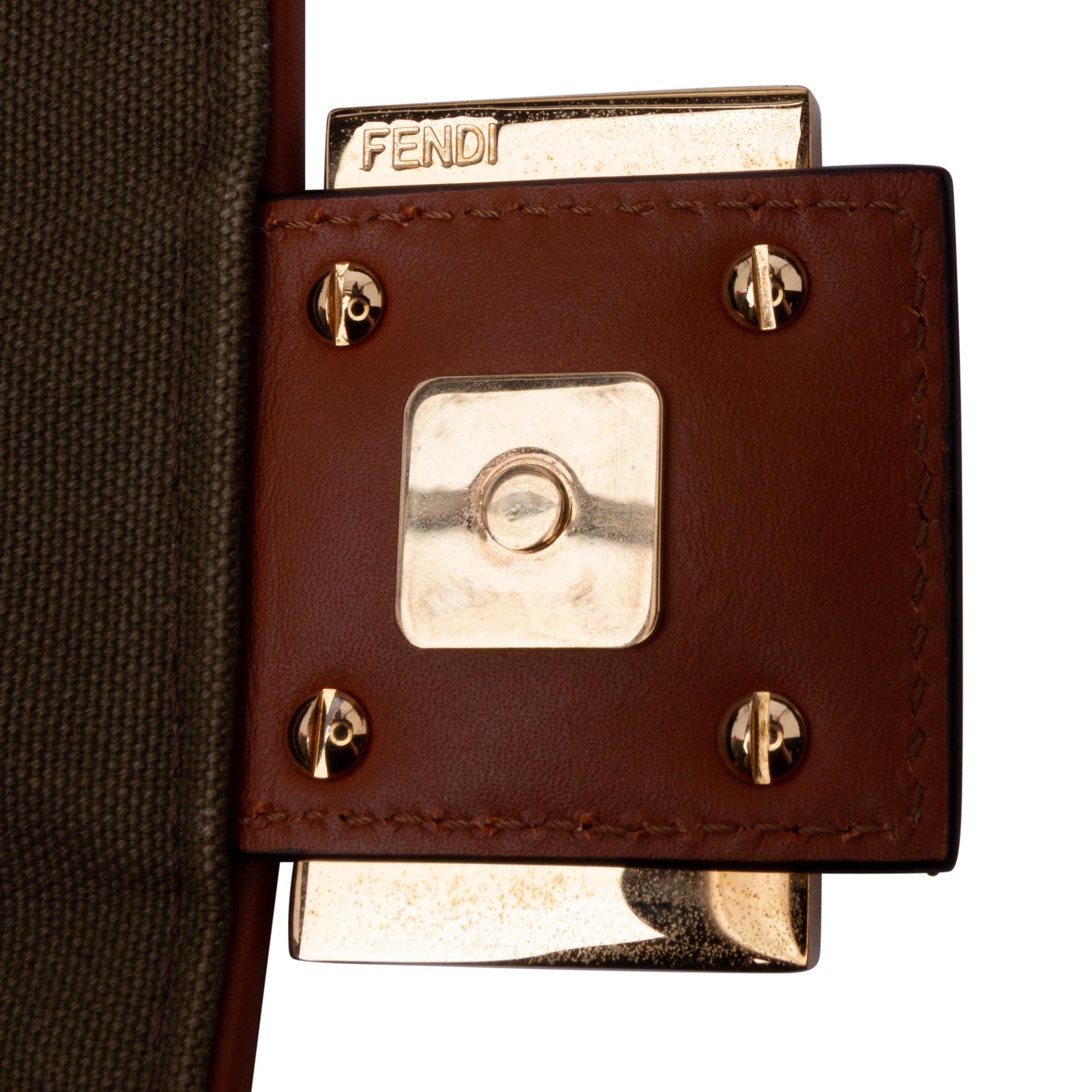 Fendi Zucca Embroidered Canvas Baguette Satchel