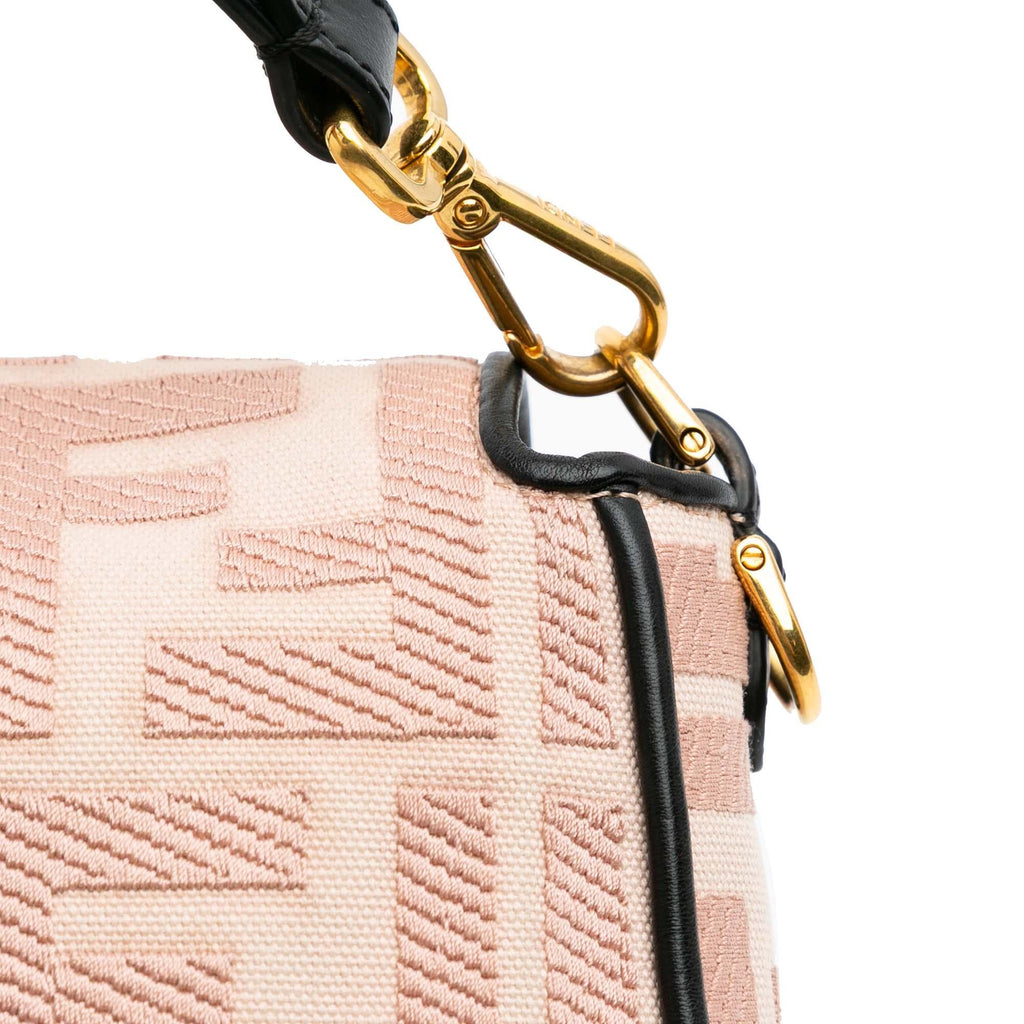 Fendi Zucca Embroidered Canvas Baguette Satchel