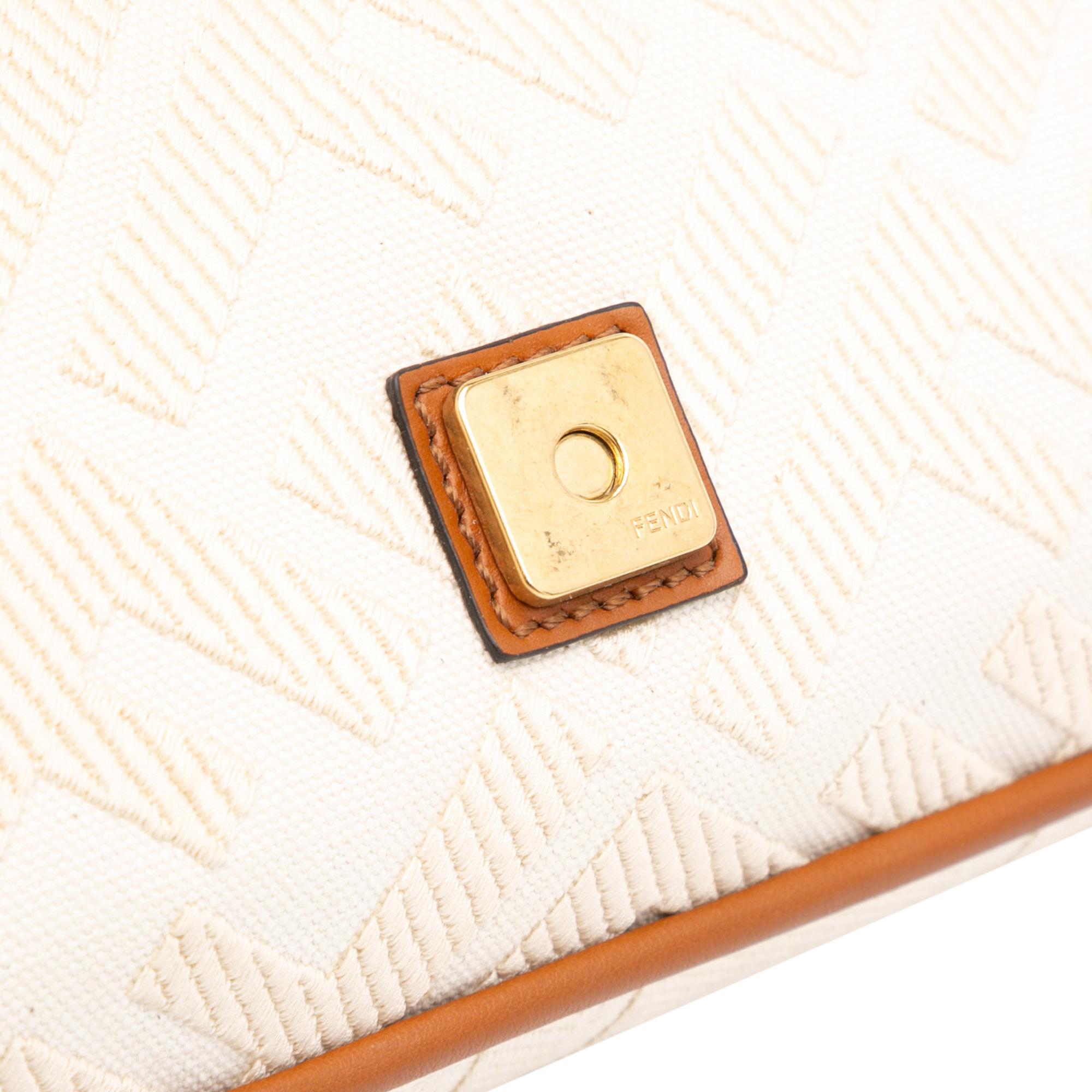 Fendi Zucca Embroidered Canvas Baguette Satchel