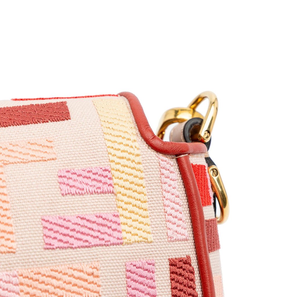 Fendi Zucca Embroidered Canvas Baguette Satchel