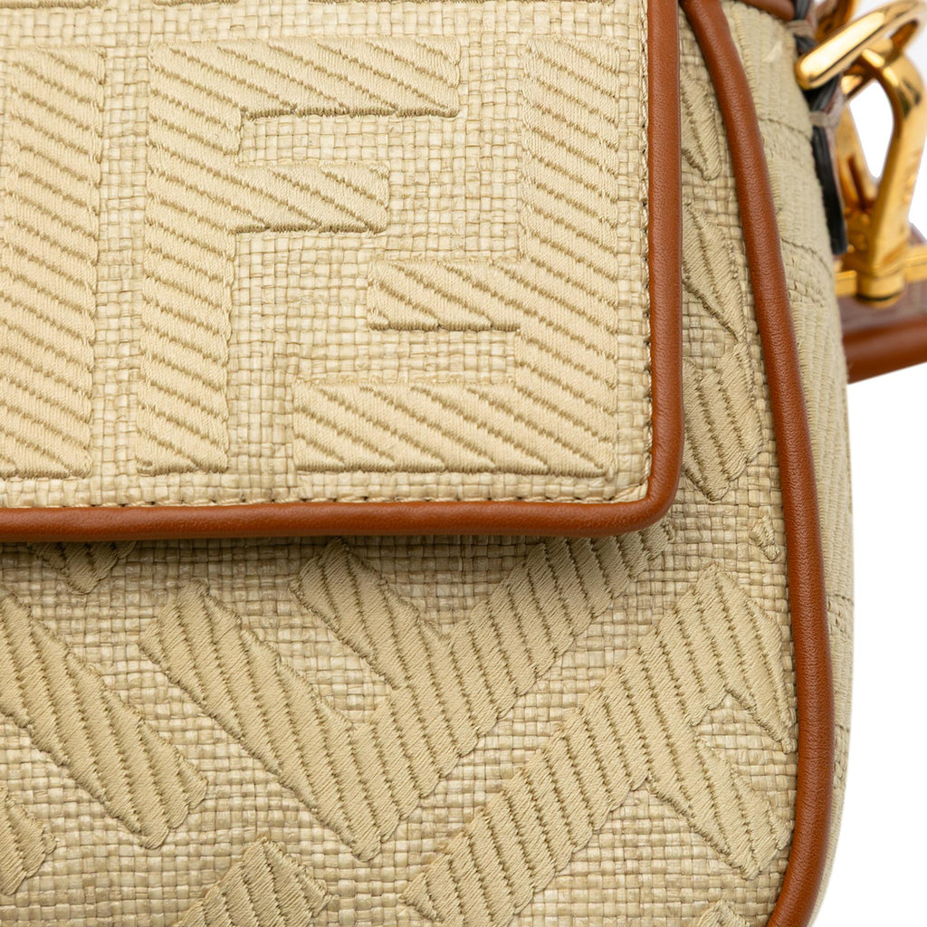 Fendi Zucca Embroidered Canvas Baguette Satchel