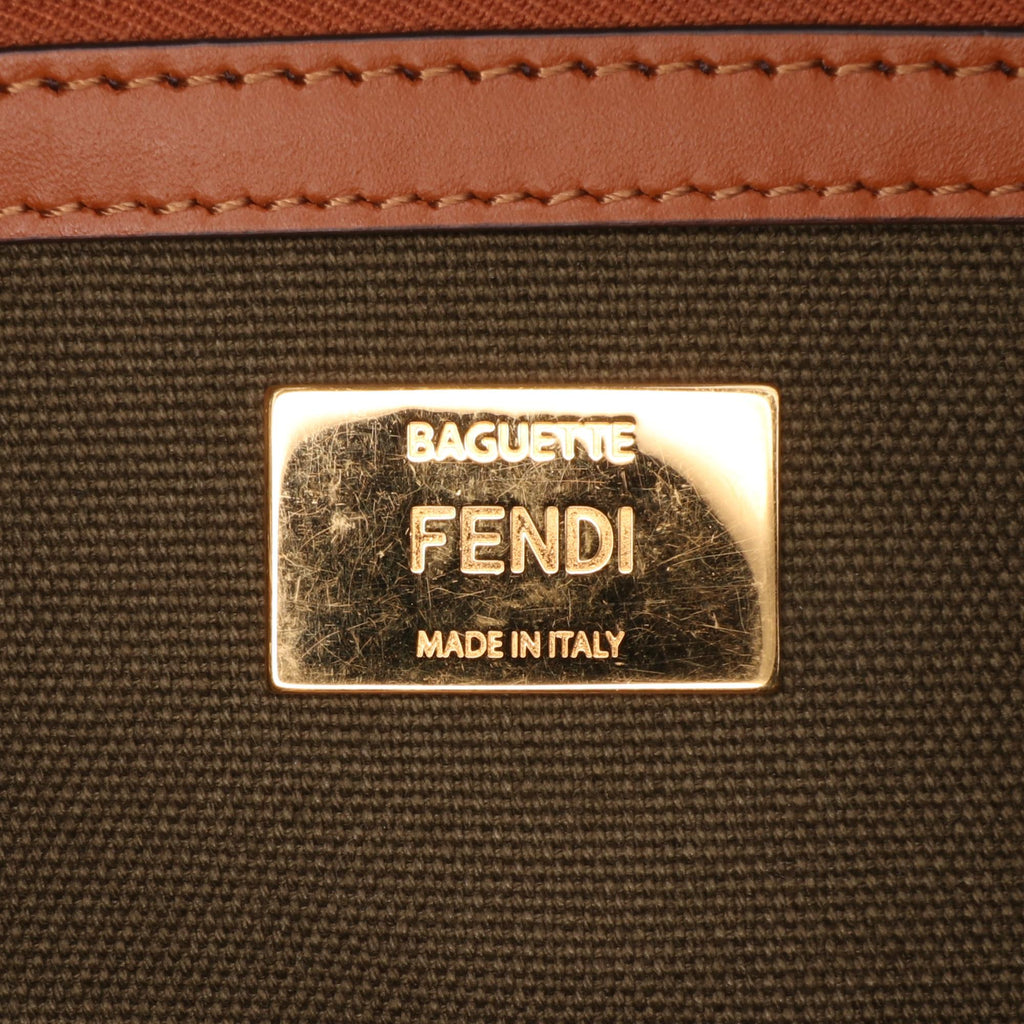 Fendi Zucca Embroidered Canvas Baguette Satchel