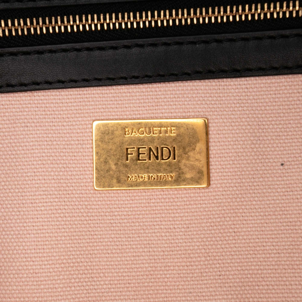 Fendi Zucca Embroidered Canvas Baguette Satchel