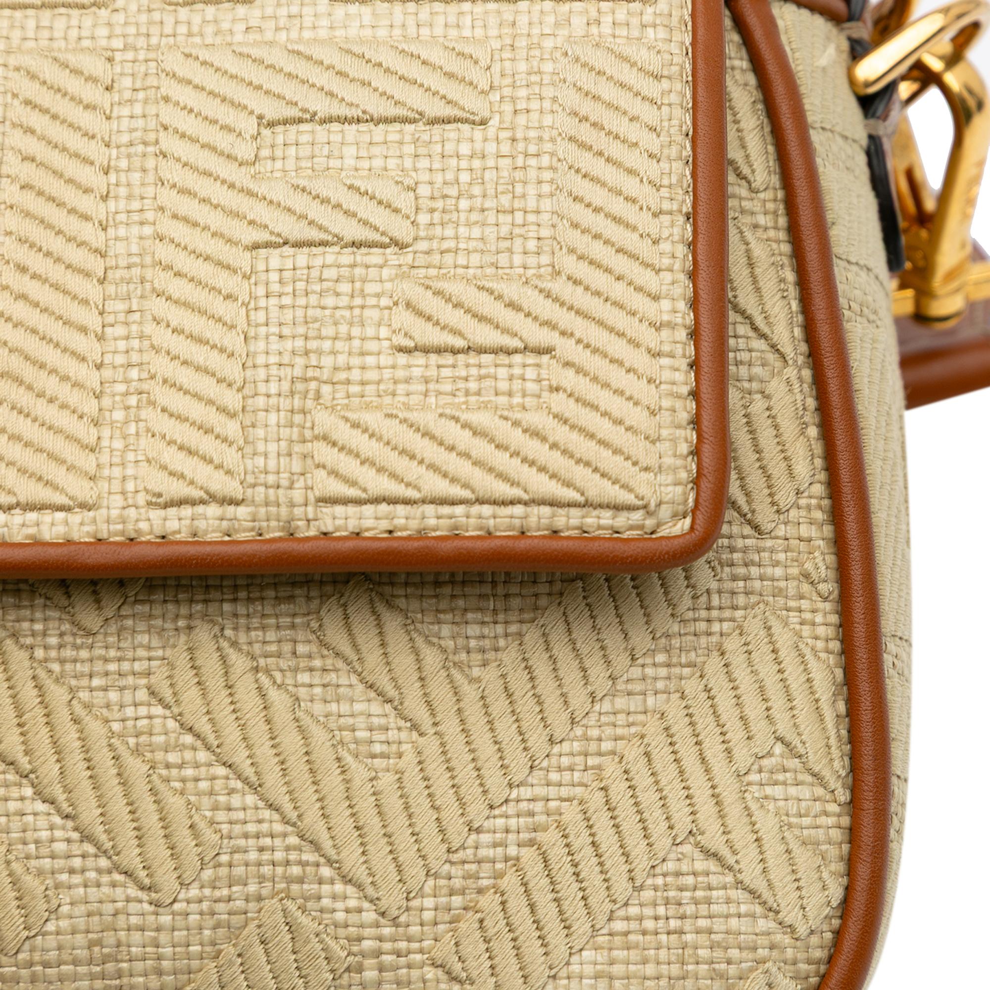 Fendi Zucca Embroidered Canvas Baguette Satchel
