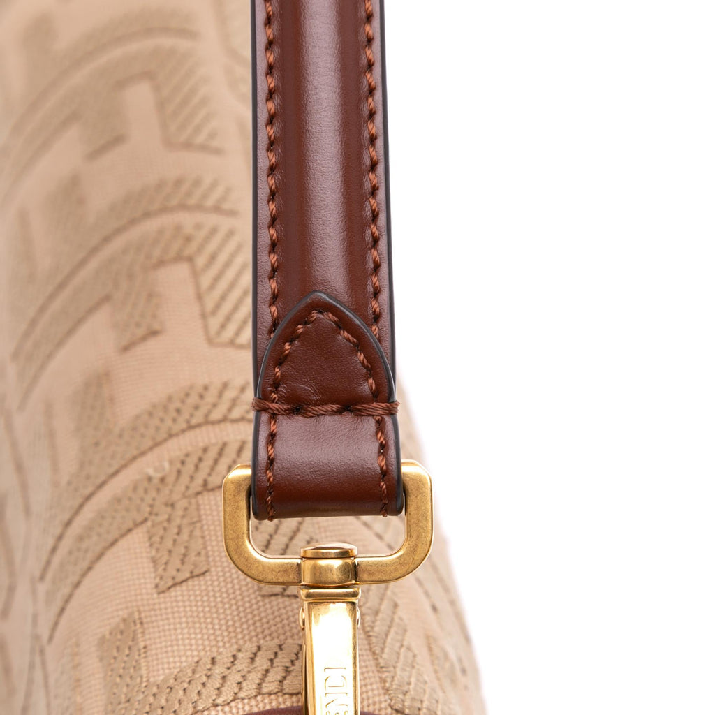 Fendi Zucca Embroidered Canvas Baguette Satchel