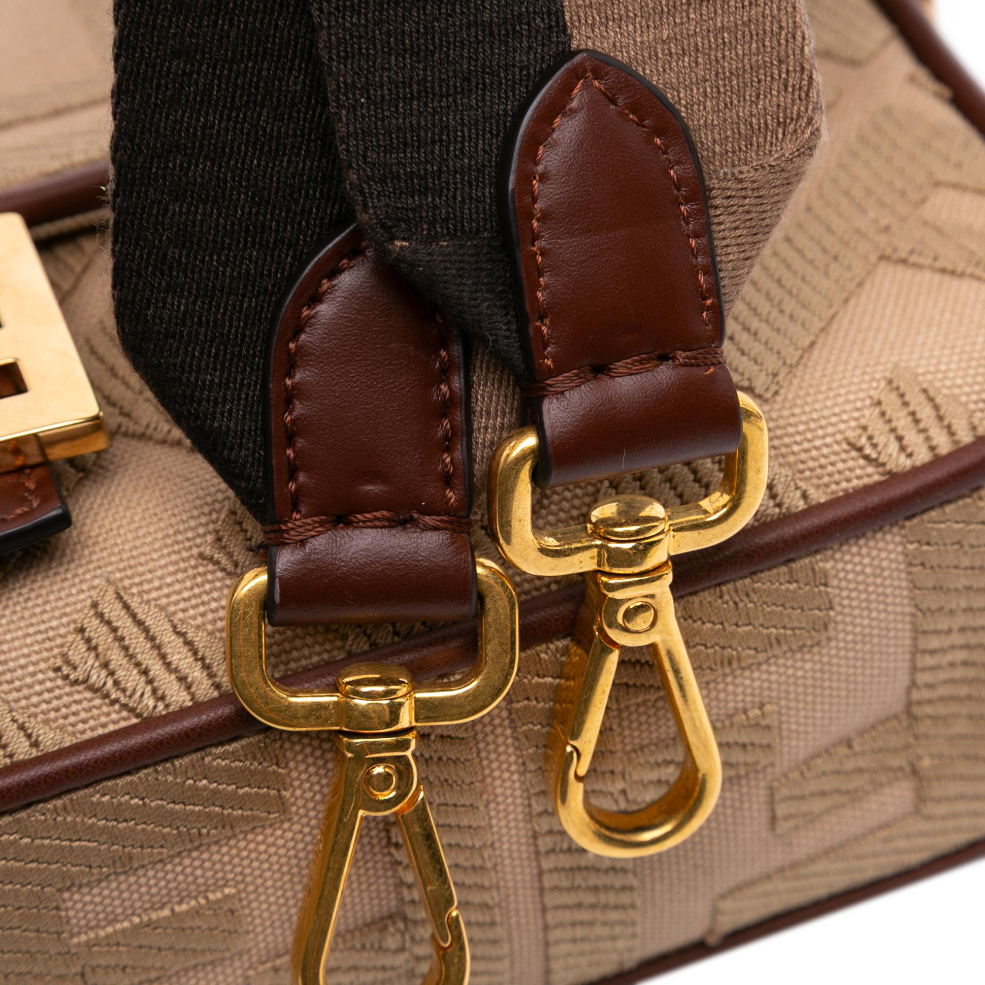 Fendi Zucca Embroidered Canvas Baguette Satchel