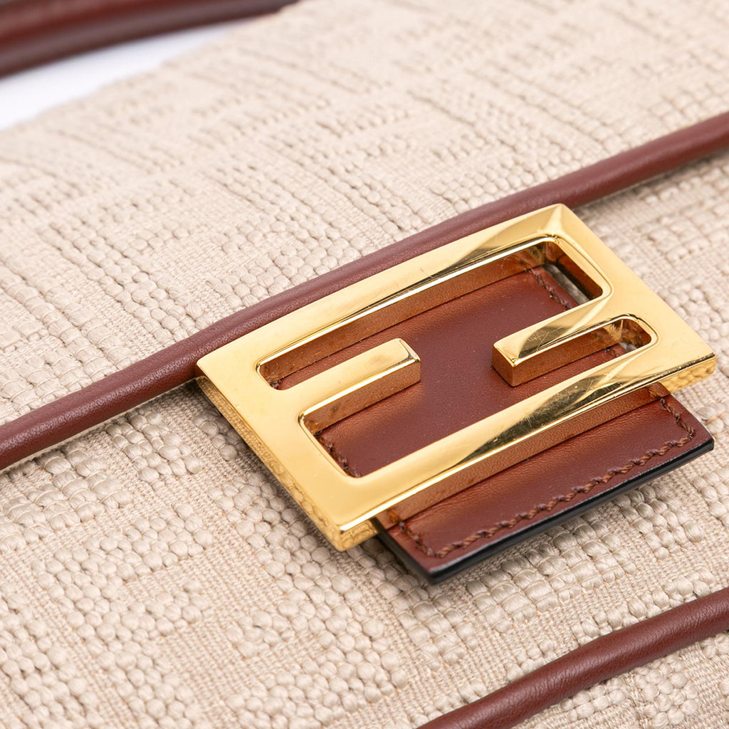 Fendi Zucca Embroidered Canvas Baguette Satchel