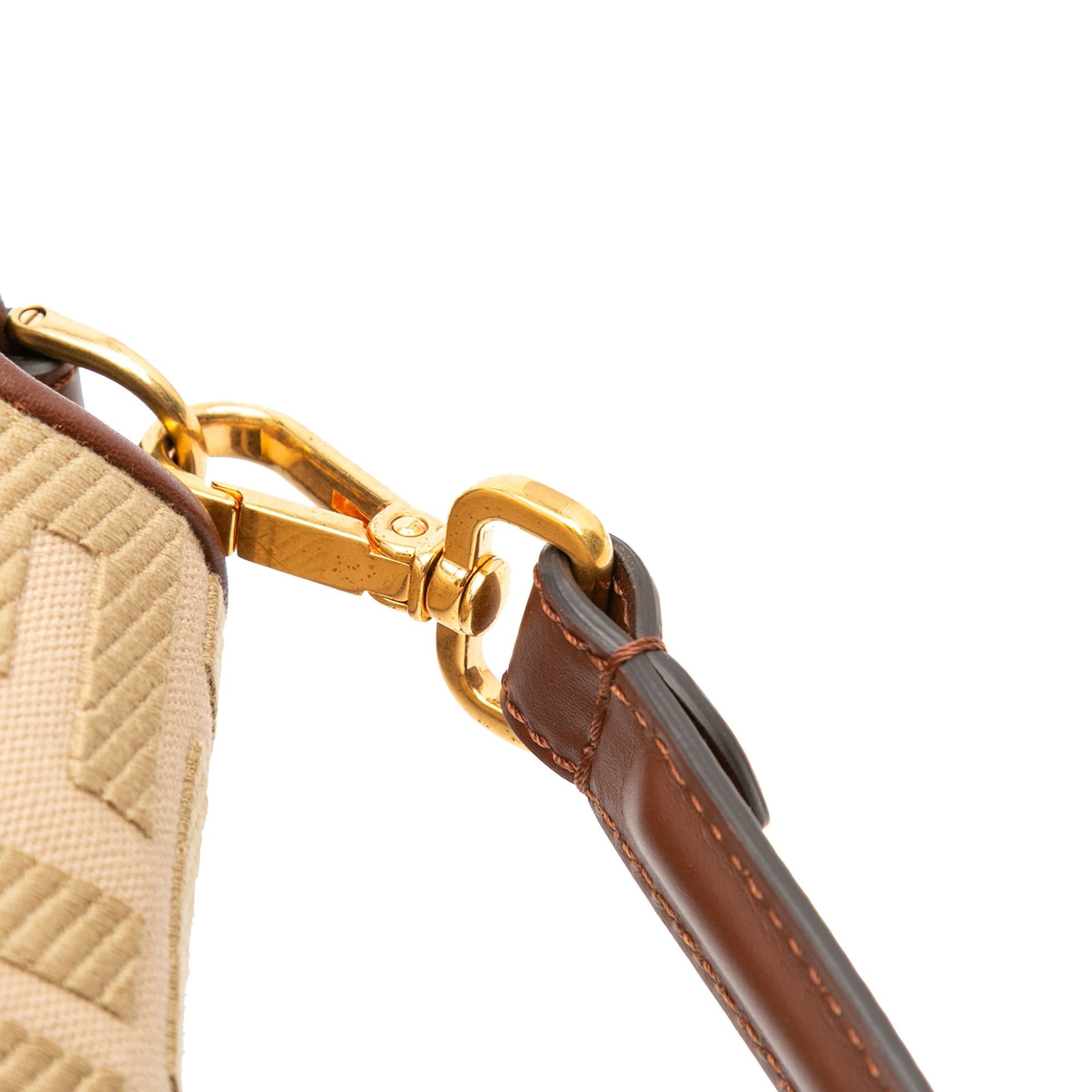 Fendi Zucca Embroidered Canvas Baguette Satchel