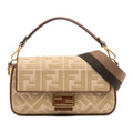 Fendi Zucca Embroidered Canvas Baguette Satchel
