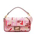 Fendi Zucca Embroidered Canvas Baguette Satchel