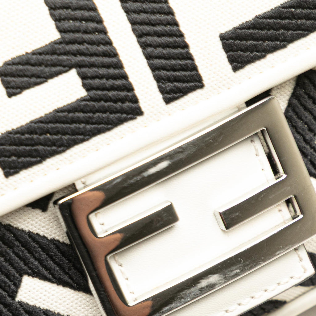 Fendi Zucca Embroidered Canvas Baguette Satchel