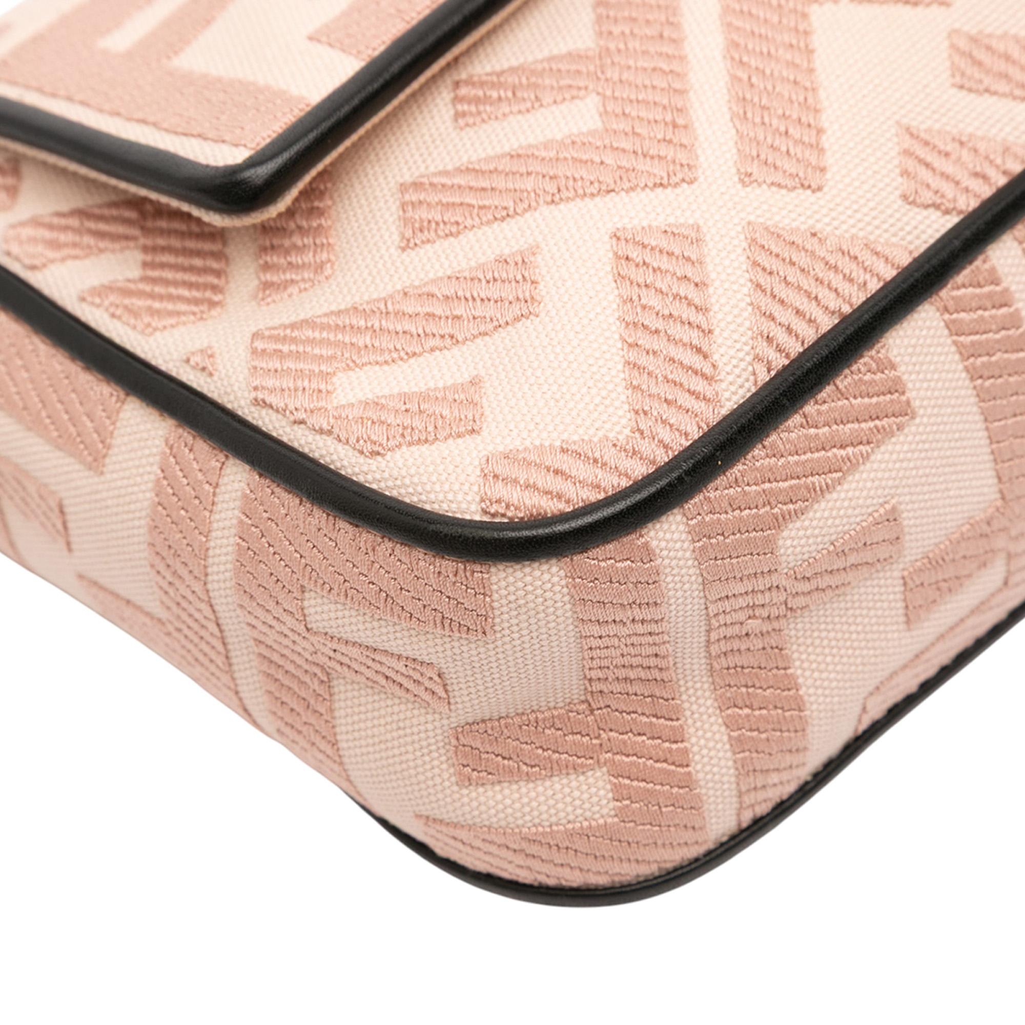 Fendi Zucca Embroidered Canvas Baguette Satchel