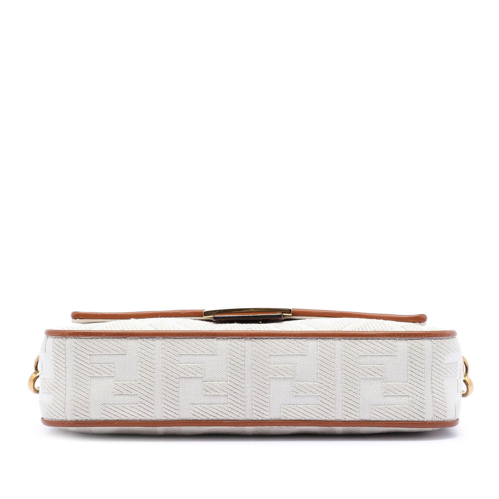 Fendi Zucca Embroidered Canvas Baguette Satchel