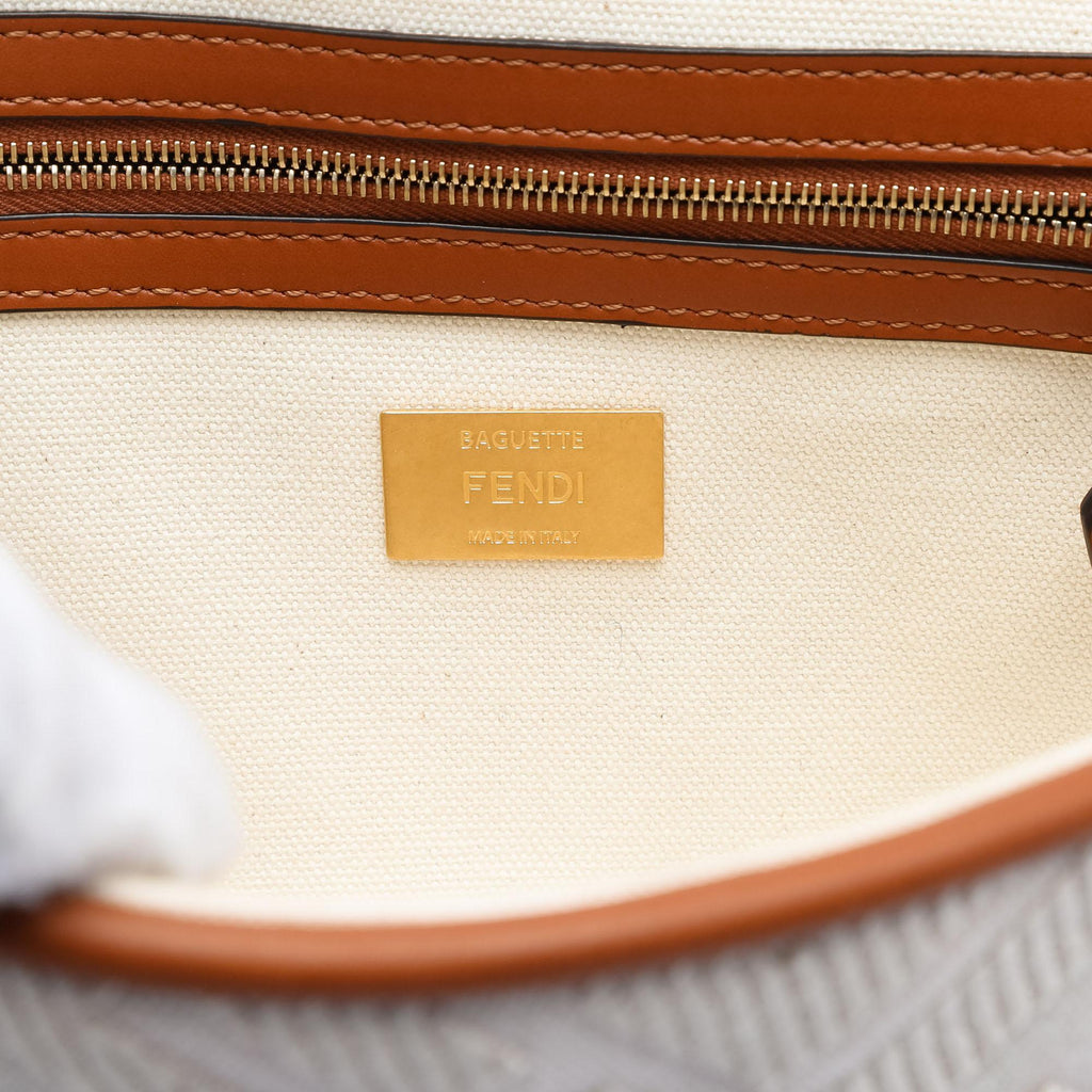 Fendi Zucca Embroidered Canvas Baguette Satchel