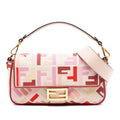 Fendi Zucca Embroidered Canvas Baguette Satchel