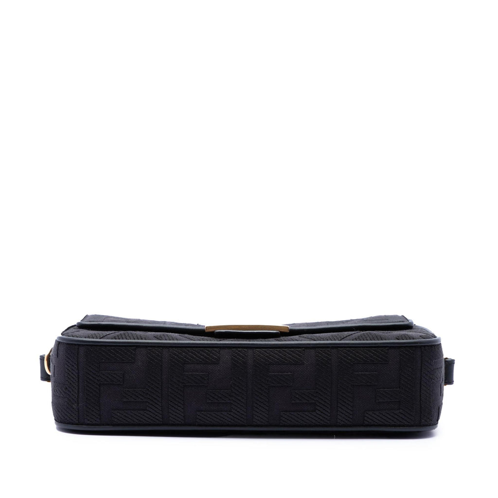 Fendi Zucca Embroidered Canvas Baguette Satchel