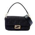 Fendi Zucca Embroidered Canvas Baguette Satchel