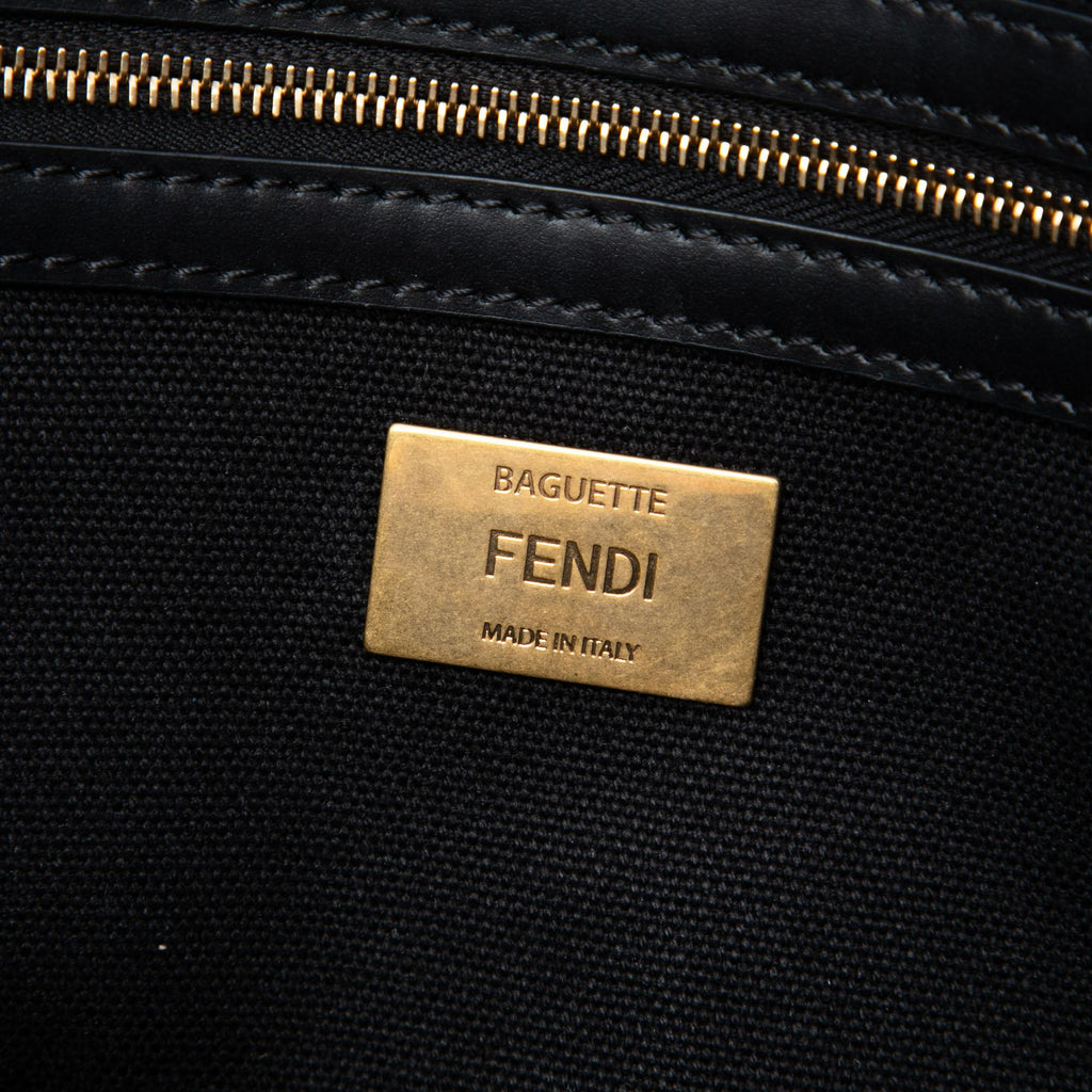 Fendi Zucca Embroidered Canvas Baguette Satchel