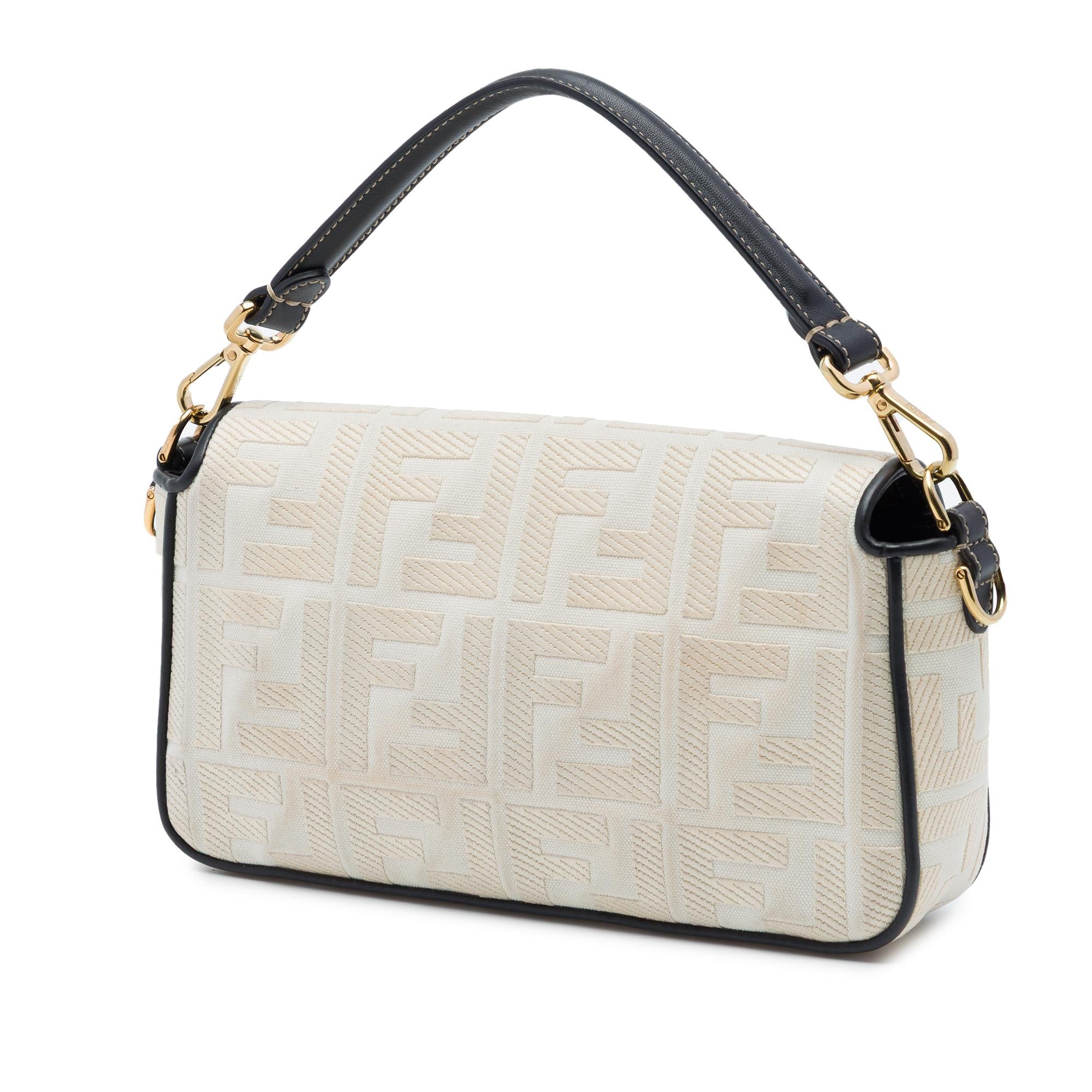 Fendi Zucca Embroidered Canvas Baguette Satchel
