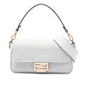 Fendi Zucca Embroidered Canvas Baguette Satchel