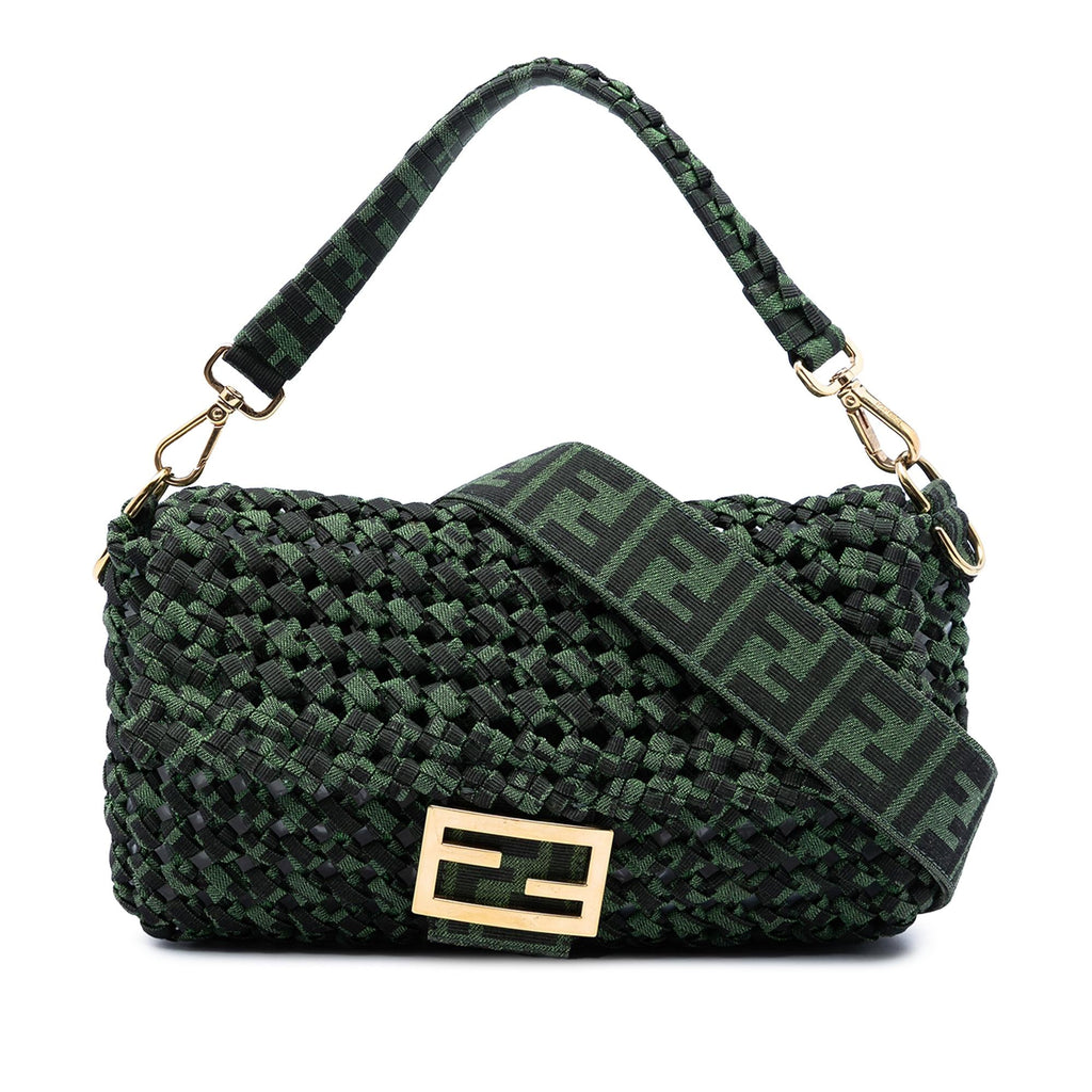 Fendi Zucca Interlaced Jacquard Baguette Satchel