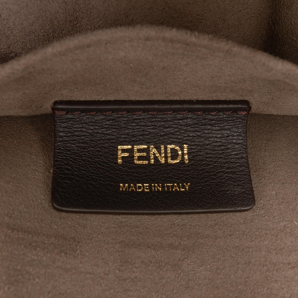 Fendi Zucca Shearling Double F Baguette Satchel