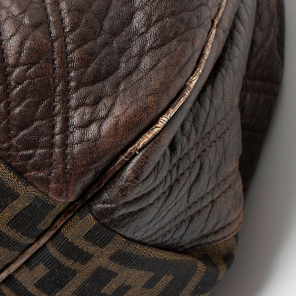 Fendi Zucca Tortuga Leather Spy Satchel