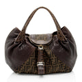 Fendi Zucca Tortuga Leather Spy Satchel (SHF-ls4Vha)