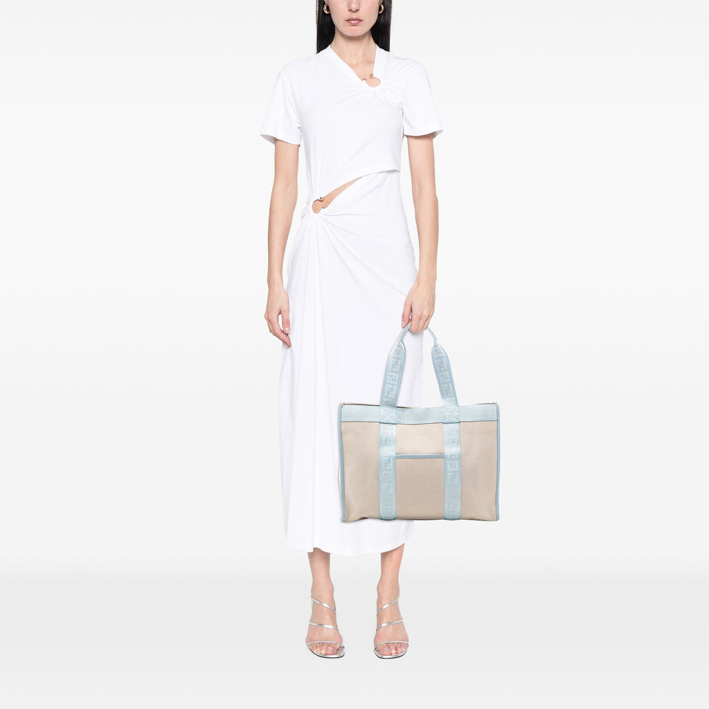 Fendi Zucca Trimmed Canvas Tote