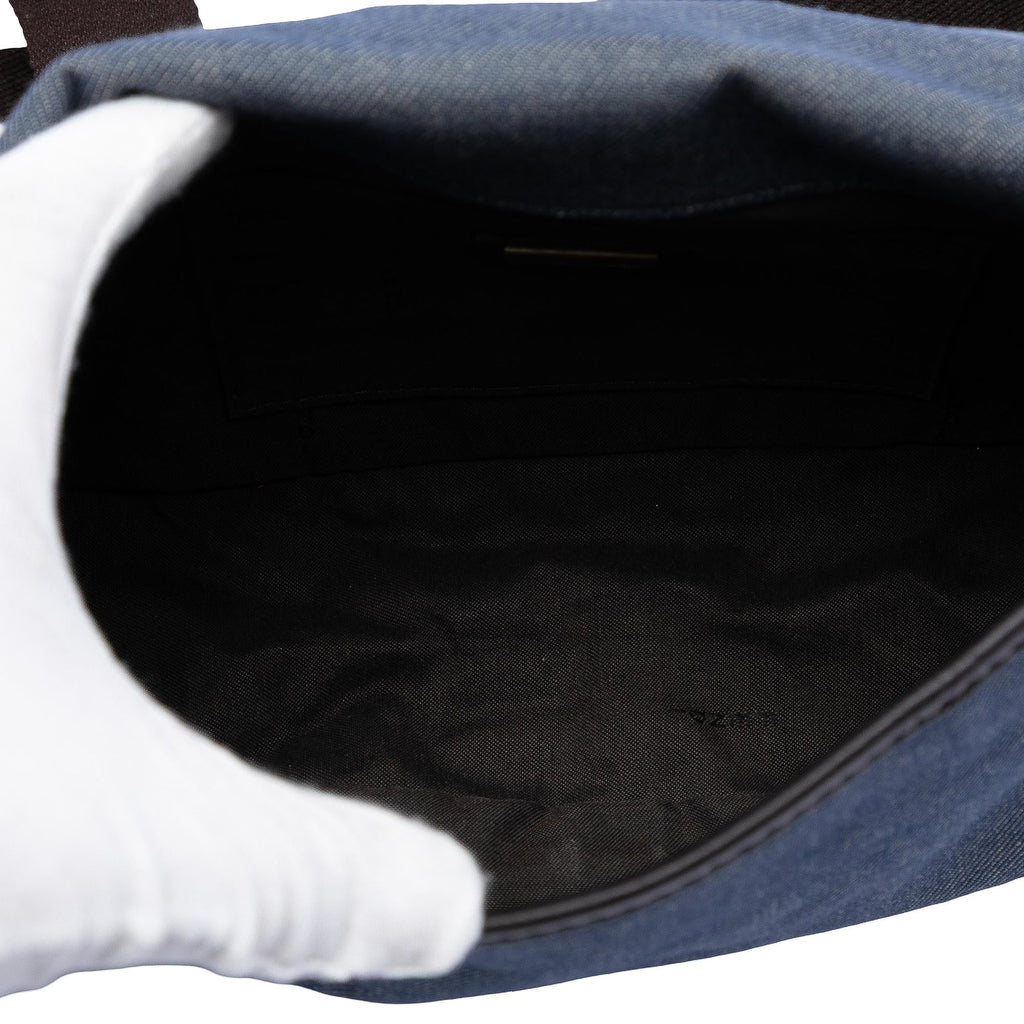 Fendi Zucca Trimmed Denim Buckle Flap