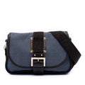 Fendi Zucca Trimmed Denim Buckle Flap
