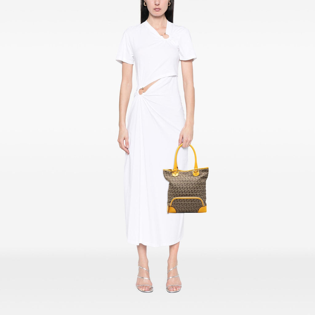 Fendi Zucchino Canvas Chef Front Pocket Shopping Tote