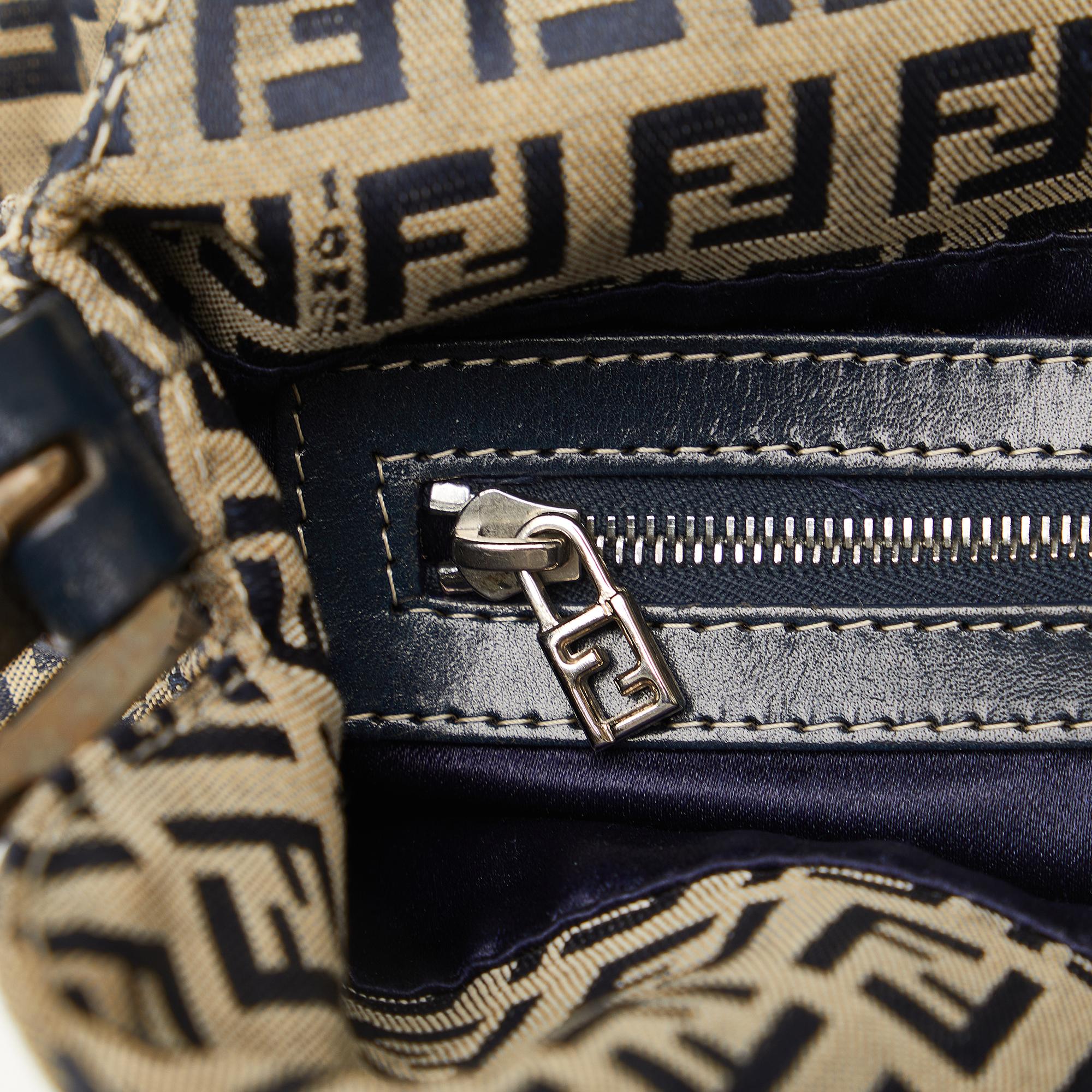 Fendi Zucchino Canvas Double Flap Shoulder Bag (SHG-WJNWvP)