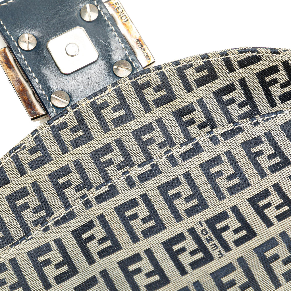 Fendi Zucchino Canvas Double Flap Shoulder Bag