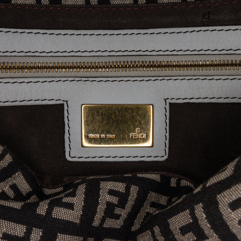 Fendi Zucchino Canvas Double Flap Shoulder Bag