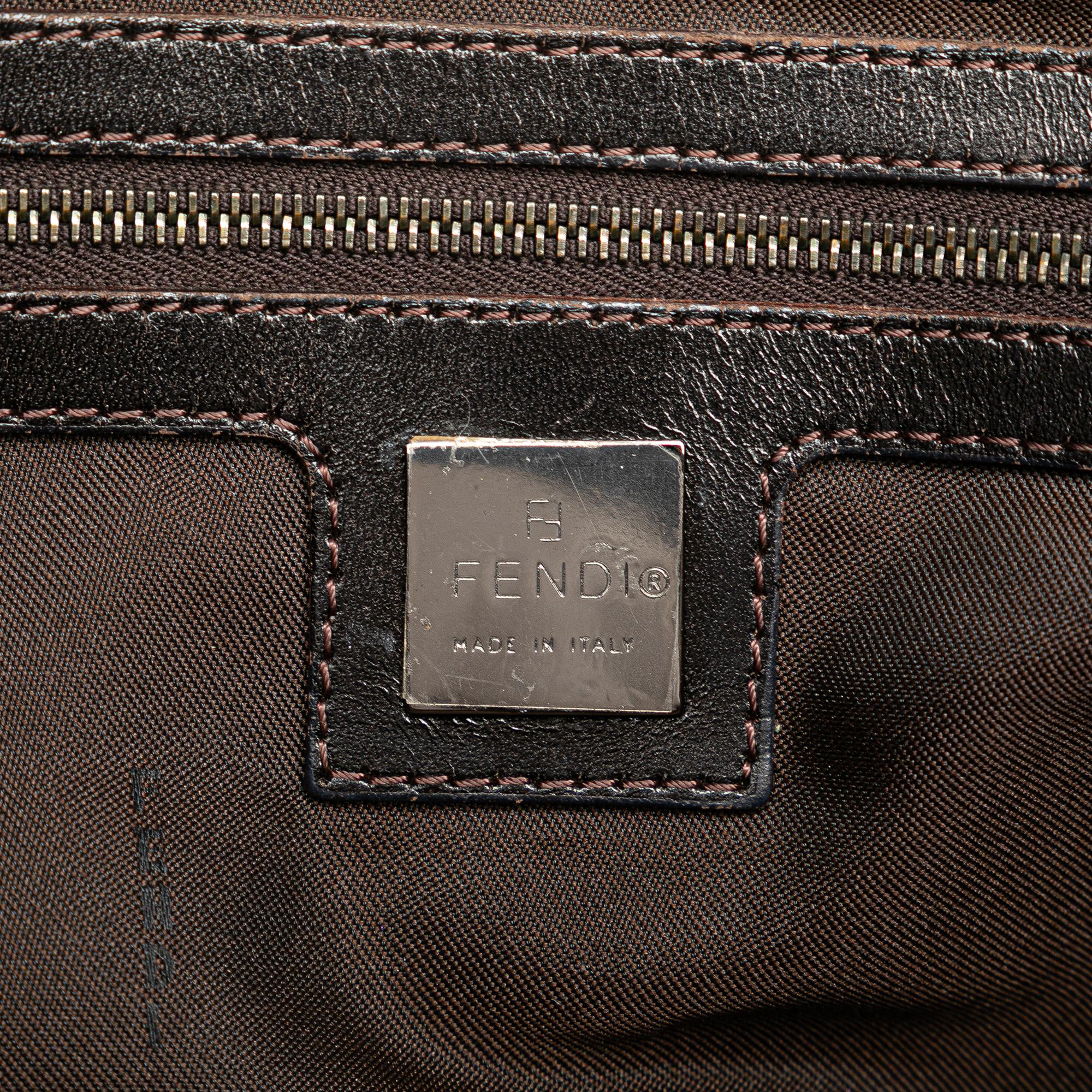 Fendi Zucchino Canvas Double Flap Shoulder Bag