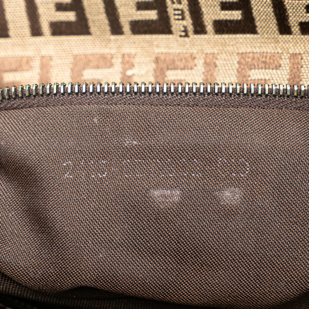 Fendi Zucchino Canvas Double Flap Shoulder Bag