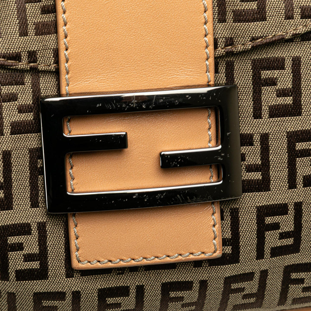Fendi Zucchino Canvas Double Flap Shoulder Bag