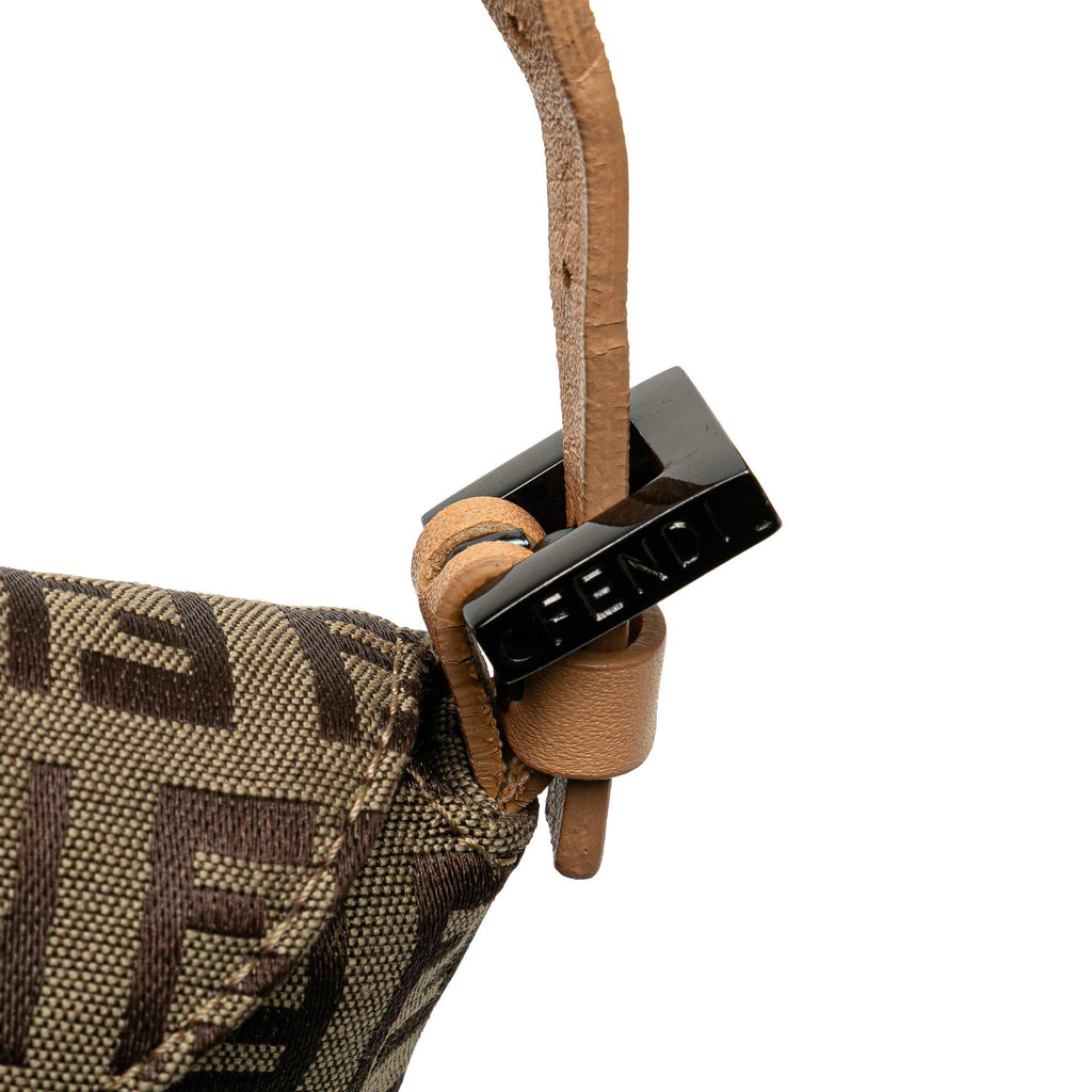 Fendi Zucchino Canvas Double Flap Shoulder Bag