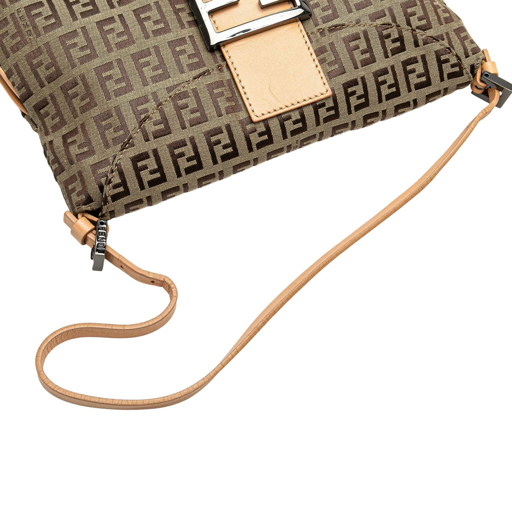 Fendi Zucchino Canvas Double Flap Shoulder Bag