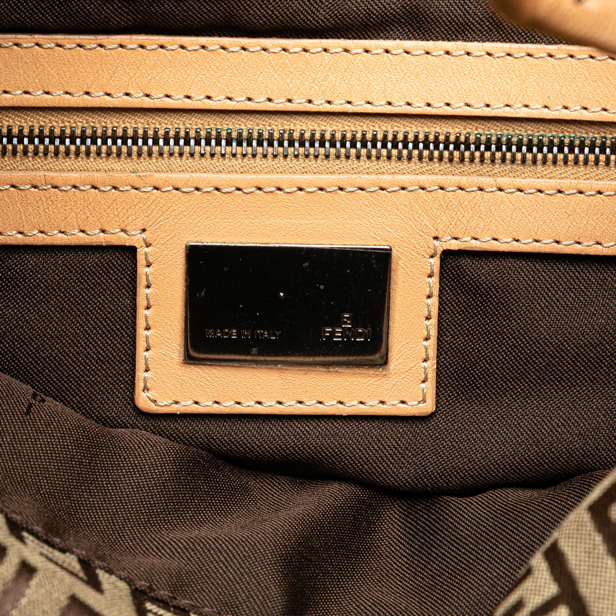 Fendi Zucchino Canvas Double Flap Shoulder Bag