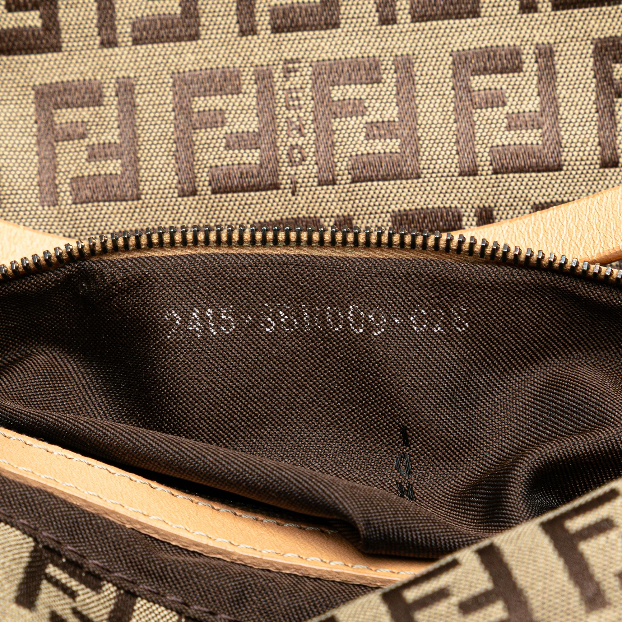 Fendi Zucchino Canvas Double Flap Shoulder Bag