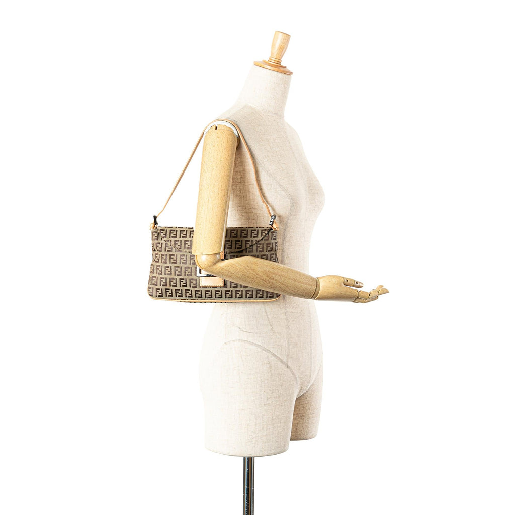 Fendi Zucchino Canvas Double Flap Shoulder Bag