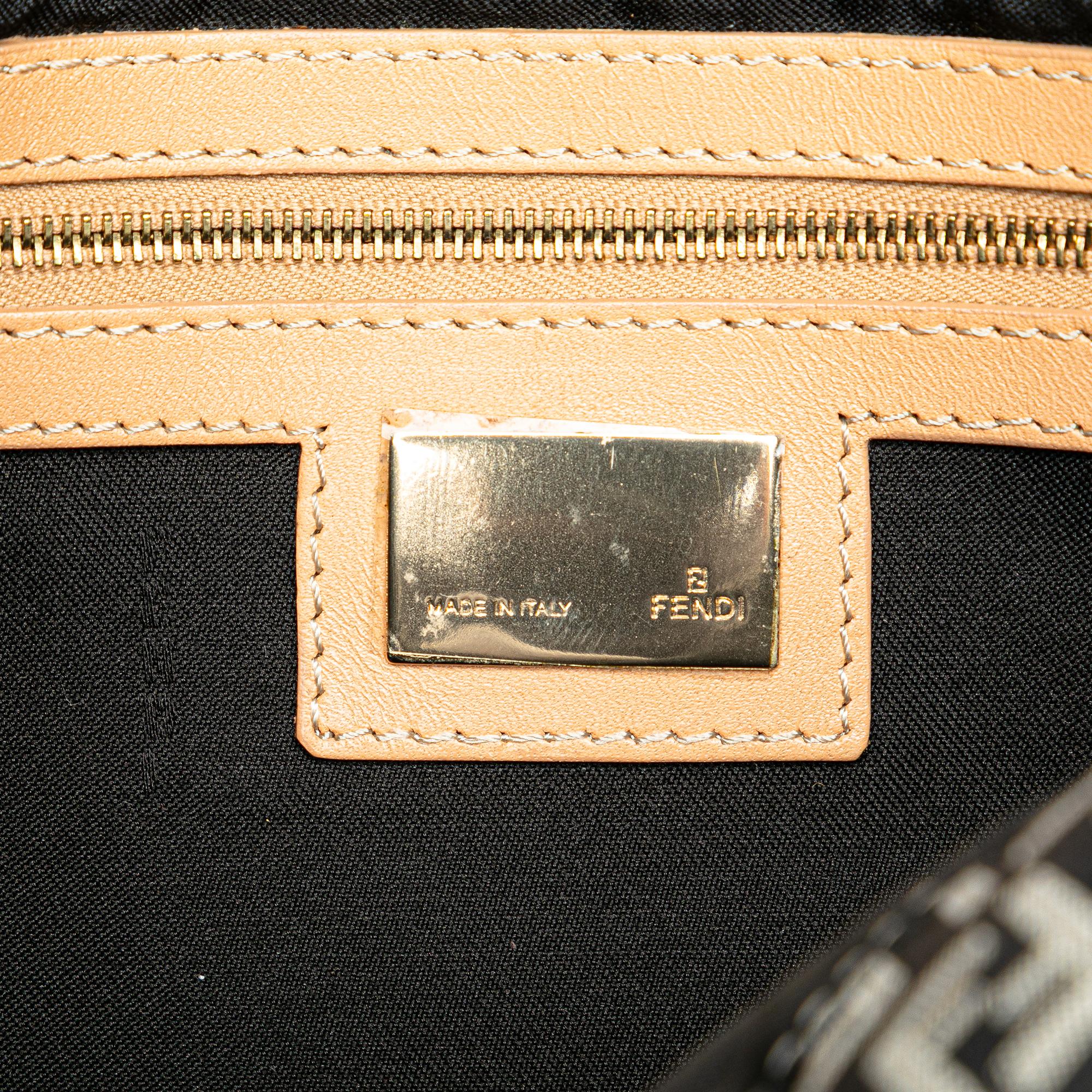 Fendi Zucchino Canvas Double Flap Shoulder Bag