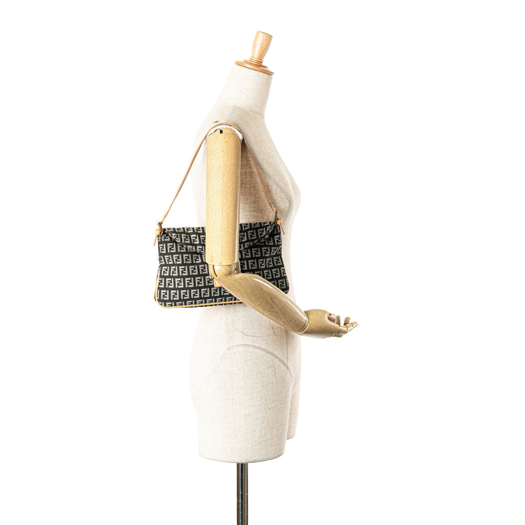 Fendi Zucchino Canvas Double Flap Shoulder Bag