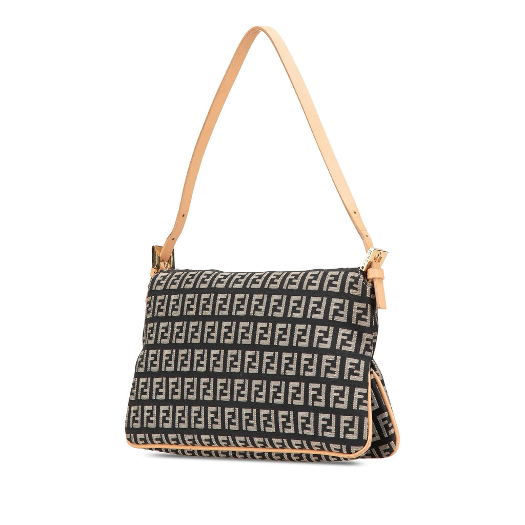 Fendi Zucchino Canvas Double Flap Shoulder Bag