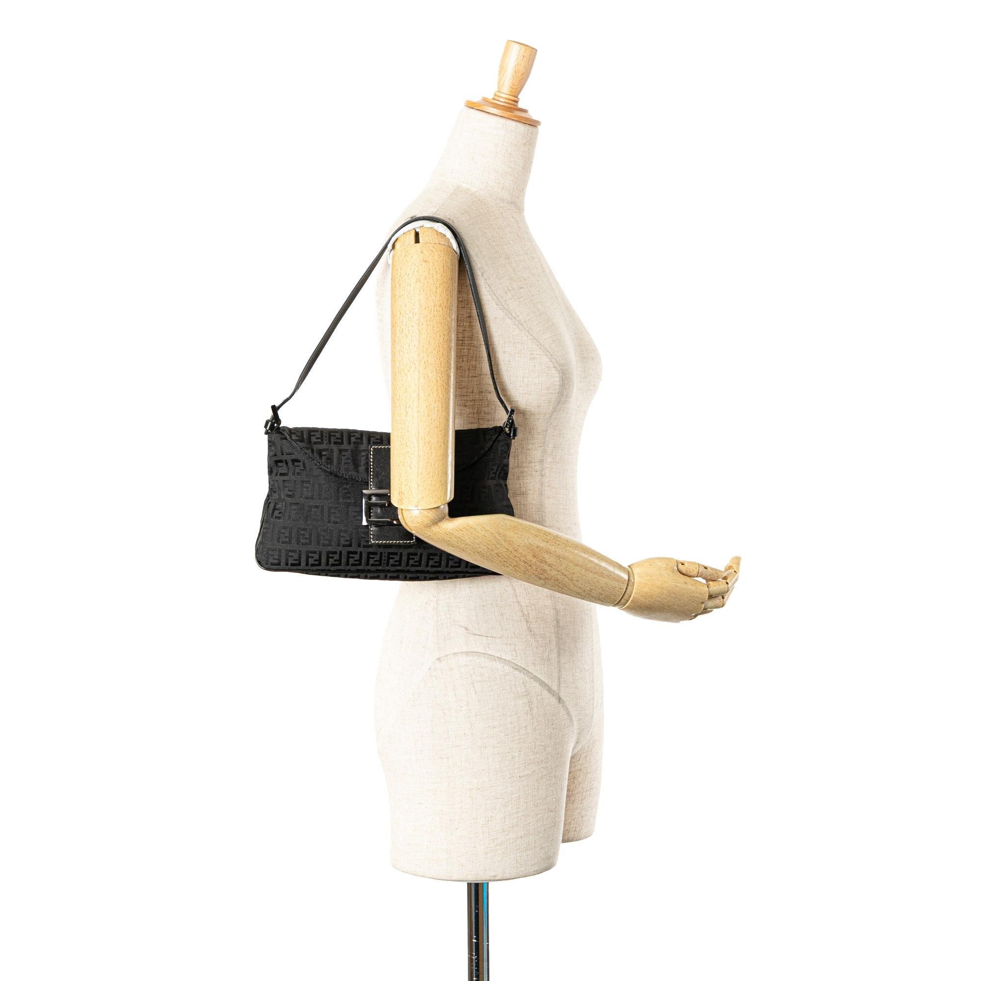 Fendi Zucchino Canvas Double Flap Shoulder Bag